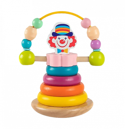 Set Educativ si Interactiv, Turn de Stivuit, Clovn cu labirint motricitate, 6 Piese, + 12 Luni, EduJucarii