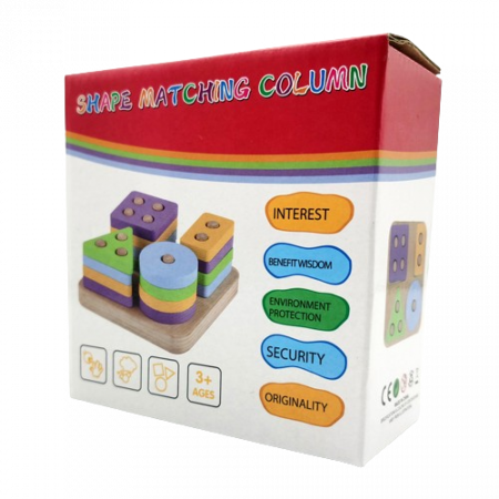 Sortator educativ din lemn, 4 forme geometrice, 17 piese, Montessori, 3 ani+, EduJucarii [8]
