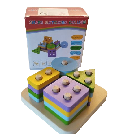 Sortator educativ din lemn, 4 forme geometrice, 17 piese, Montessori, 3 ani+, EduJucarii [7]
