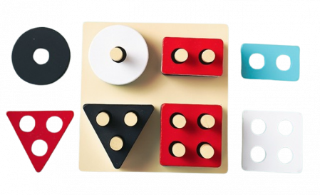 Sortator din lemn, 4 forme geometrice, 17 piese, Montessori, 3 ani+, EduJucarii [13]