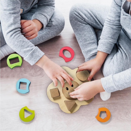 Sortator educativ din lemn, Floare, forme geometrice, Montessori, 3 ani+, EduJucarii [5]