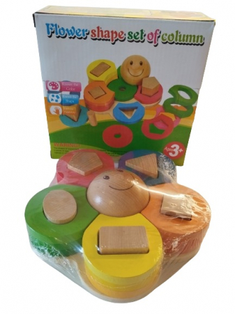 Sortator educativ din lemn, Floare, forme geometrice, Montessori, 3 ani+, EduJucarii [9]