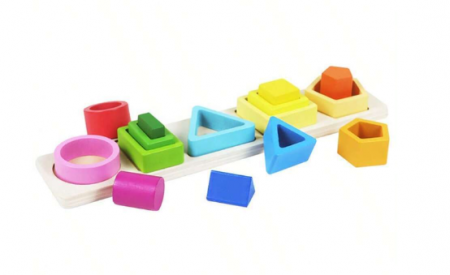 Sortator multistrat cu forme geometrice, 5 coloane, Montessori, multicolor, 2 ani+ [2]