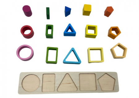 Sortator multistrat cu forme geometrice, 5 coloane, Montessori, multicolor, 2 ani+ [3]