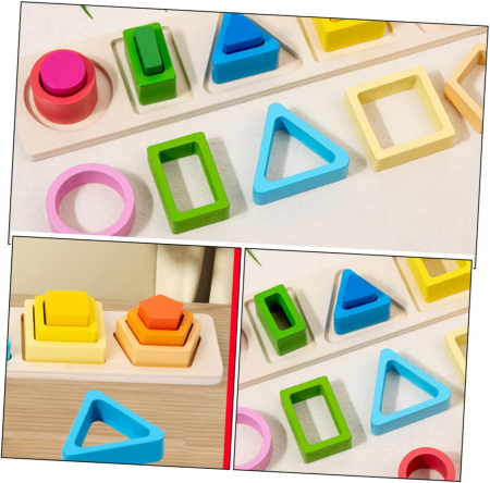 Sortator multistrat cu forme geometrice, 5 coloane, Montessori, multicolor, 2 ani+ [4]