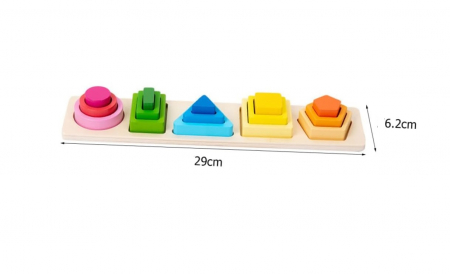 Sortator multistrat cu forme geometrice, 5 coloane, Montessori, multicolor, 2 ani+ [8]