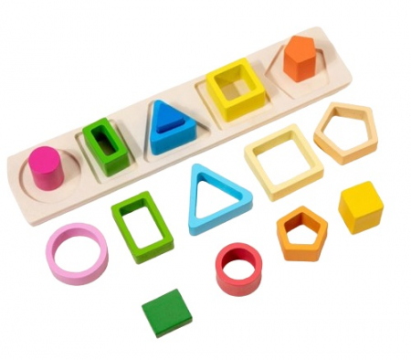 Sortator multistrat cu forme geometrice, 5 coloane, Montessori, multicolor, 2 ani+ [1]