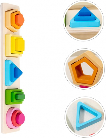 Sortator multistrat cu forme geometrice, 5 coloane, Montessori, multicolor, 2 ani+ [7]