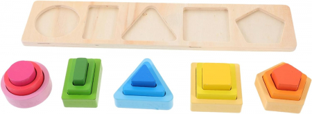 Sortator multistrat cu forme geometrice, 5 coloane, Montessori, multicolor, 2 ani+ [11]