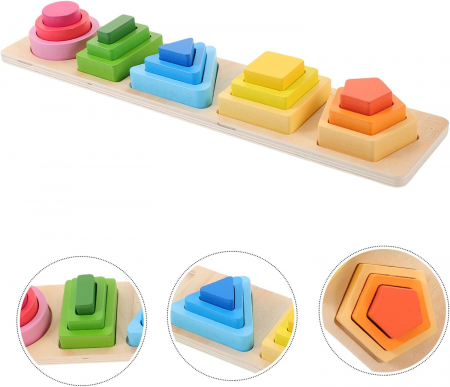 Sortator multistrat cu forme geometrice, 5 coloane, Montessori, multicolor, 2 ani+ [5]