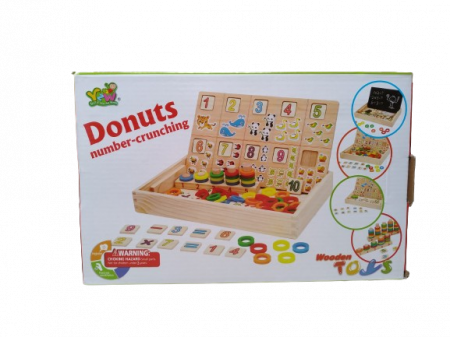 Tabla educativa cu 2 fete din lemn, Joc matematic pentru invatararea numerelor si operatiilor matematice, calculeaza, deseneaza si asociaza cercurile, 3 ani+ [8]