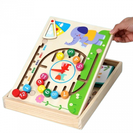 Tabla educativa din lemn, dezvoltarea logica si gandirea copilului, ceas, numere, EduJucarii, 3 ani+ [1]