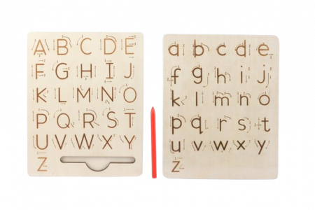 Tabla Montessori din lemn, Invata scrierea literelor, placa reversibila cu litere mari si litere mici, 3 ani+, Edujucarii [4]