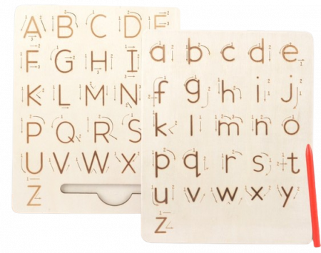 Tabla Montessori din lemn, Invata scrierea literelor, placa reversibila cu litere mari si litere mici, 3 ani+, Edujucarii [1]