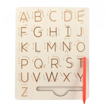 Tabla Montessori din lemn, Invata scrierea literelor, placa reversibila cu litere mari si litere mici, 3 ani+, Edujucarii [3]
