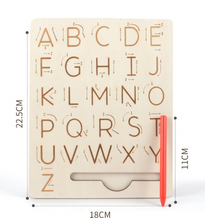Tabla Montessori din lemn, Invata scrierea literelor, placa reversibila cu litere mari si litere mici, 3 ani+, Edujucarii [2]
