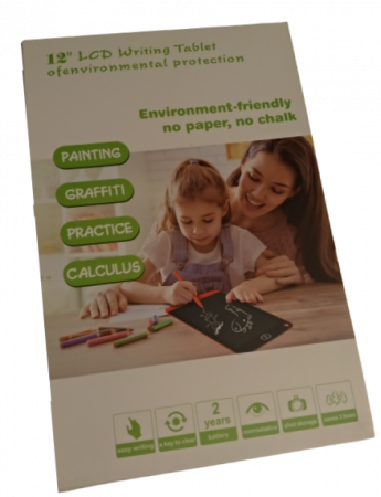 Tableta grafica digitala LCD sensibil la atingere, pentru scris si desenat, buton de stergere, 12 Inch (28x19 cm 172 grame), cu baterii, +3 ani, [4]