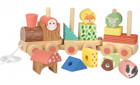 Trenulet din lemn cu forme si animale, Orange Tree Toys [1]