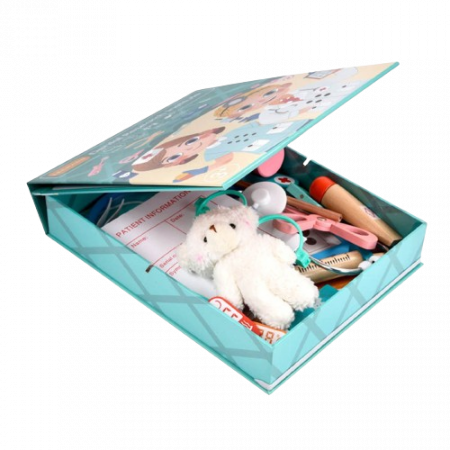 Trusa medicala de jucarie in forma de carte, set dentist din lemn, 23 accesorii, Jucarie Interactiva, kit complet, 3 ani+ [1]