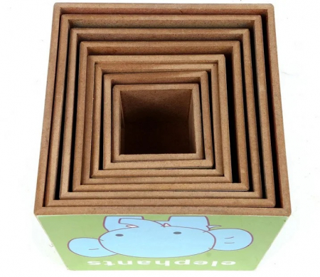 Turn Montessori din lemn cu 8 cuburi, cifre, animale, forme geometrice, EduJucarii, 3 ani+ [3]