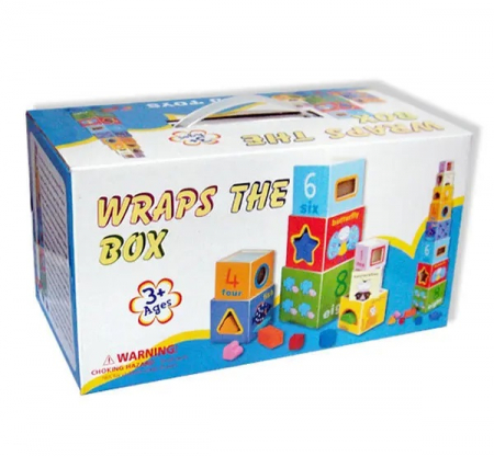 Turn Montessori din lemn cu 8 cuburi, cifre, animale, forme geometrice, EduJucarii, 3 ani+ [5]