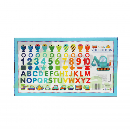 Vehicle Toys -Joc de lemn 7 in 1 Montessori logaritmic, litere, cifre, forme geometrice, vehicule, pestisori magnetici de pescuit si cerculete de sortata [2]