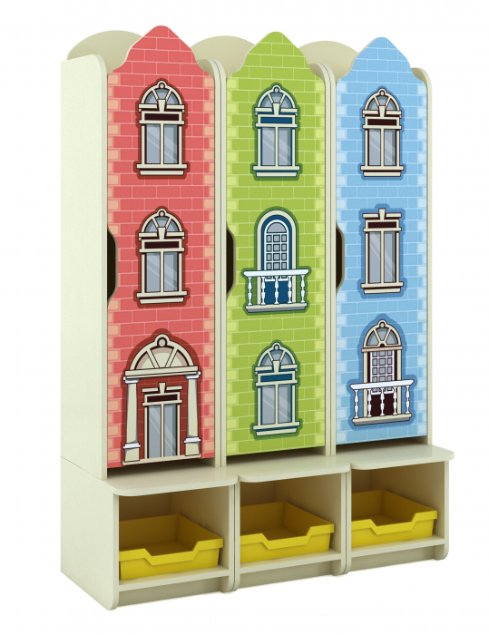 Dulap pentru copii cu trei uși cu imprimare foto "Orașul vechi" [1]