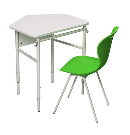 Set pupitru elev fără raft+ scaun cu un monobloc din plastic [1]