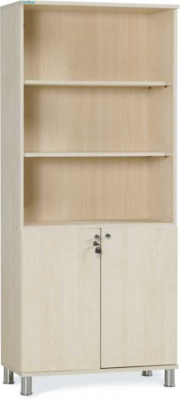 Dulapuri, Etajere si Cuiere - Biblioteca cu rafturi deschise și compartiment cu uși