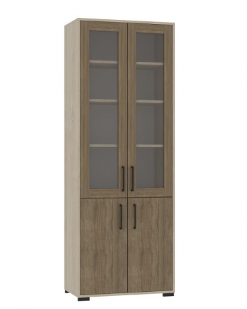 Dulap cu 4 uși cu 2 uși și rafturi din sticla
