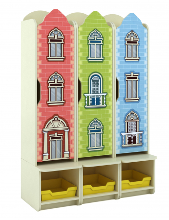 Mobilier tematic - Dulap pentru copii cu trei uși cu imprimare foto "Orașul vechi"