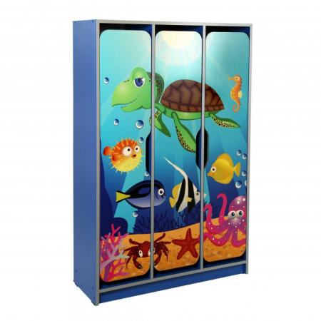 Mobilier tematic - Dulapuri pentru copii cu trei uși cu imprimeul foto "Lumea subacvatică”