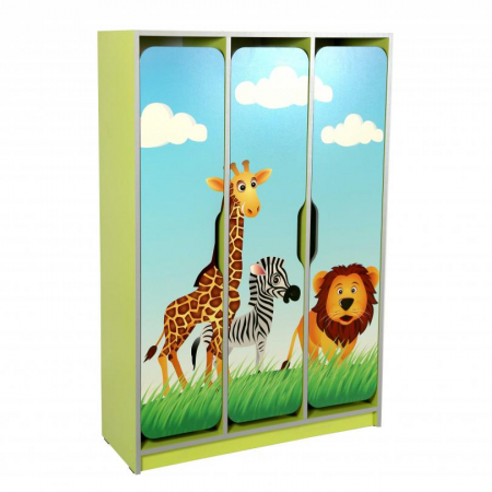 Mobilier tematic - Dulapuri pentru copii cu trei uși cu imprimeul foto "Savanna"