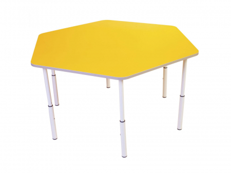 Mese si scaune si tabureti - Masa hexagonală pentru copii, reglabilă, grupa de înălțime