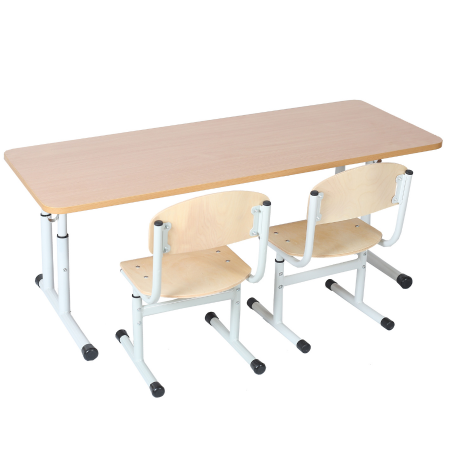 Banci si scaune sali de clasa - Set de 2 locuri pentru copii+scaun pe un tub rotund