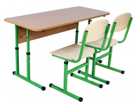 Banci si scaune sali de clasa - Set de masa cu 2 locuri fără raft, No4-6 + scaun în forma de T, tub pătrat