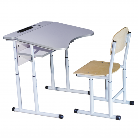 Mobilier scolar - Set elev cu o înălțime de platformă reglabilă, cu raft si  scaun 