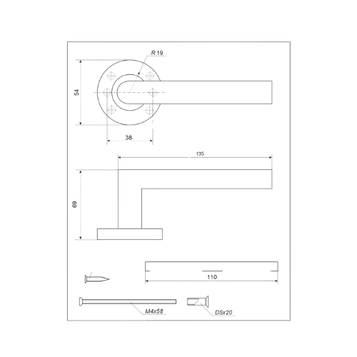 Mâner ușă interior APECS H-0204 INOX NEGRU (BLM) [2]