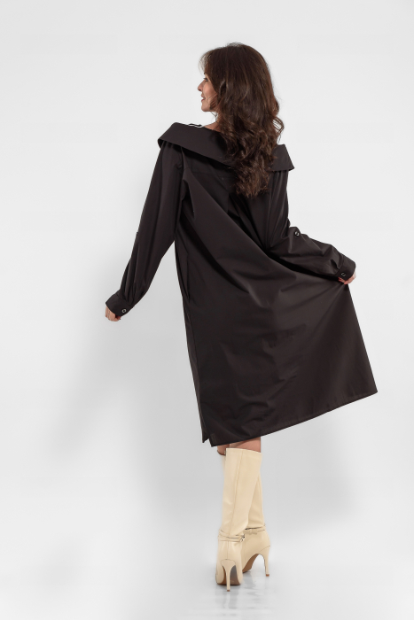 Rochie din poplin fin negru marimi mari [3]