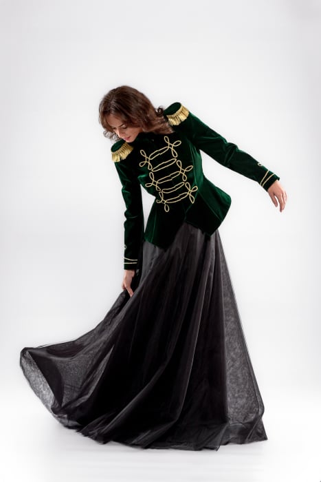 Fusta extra lunga din tulle  negru cu rijelina [2]