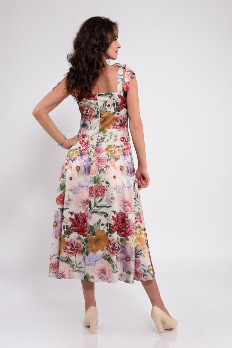 Rochie Effect midi  de vara cu flori multicolore [2]