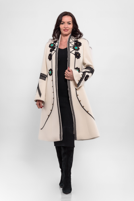 Palton Effect 100% lână cu aplicatii handmade [1]