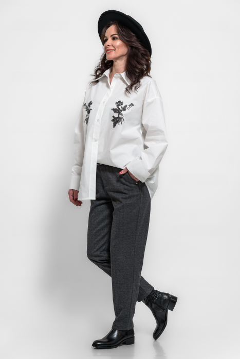 Camasa oversize cu broderie din paiete negre [2]