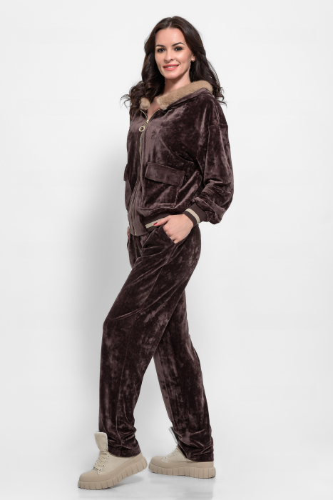 Compleu casual catifea maro cu blanita [2]