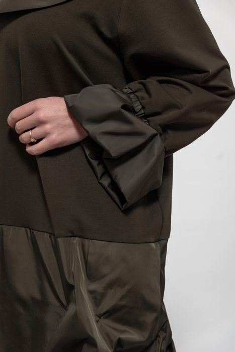 Rochie marime mare bumbac cu tafta oliv [5]