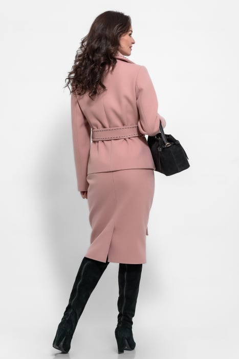 Compleu roz cu cordon si cusatura ornamentala [2]