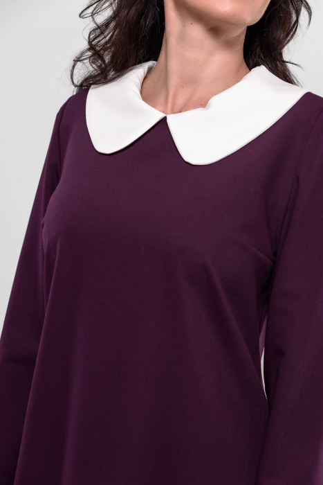 Rochie stofa mov forma A cu guler detasabil [4]