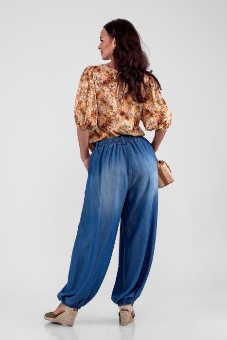 Pantaloni tip salvari din denim subtire [4]