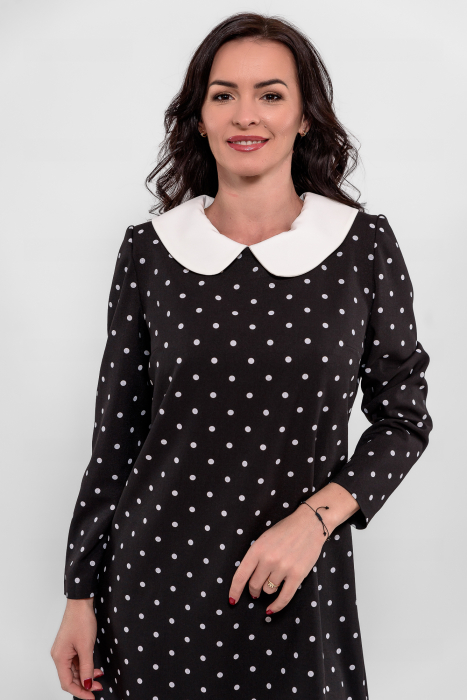 Rochie cu buline forma A cu guler detasabil [3]