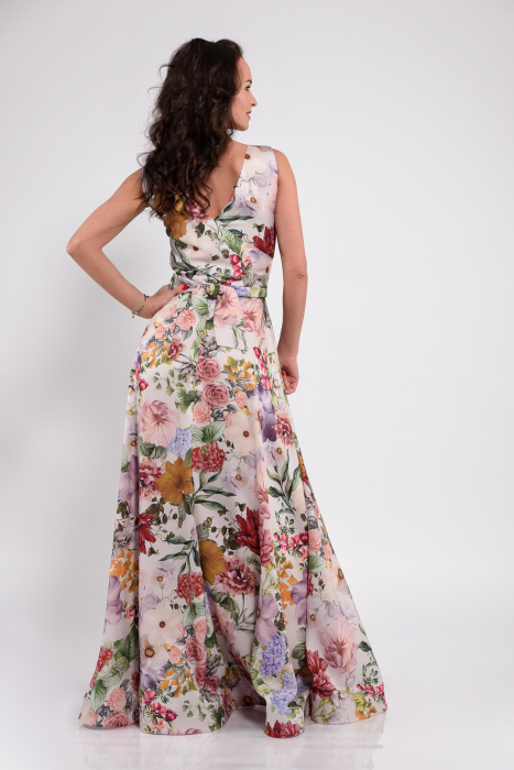 Rochie lunga eleganta cu flori multicolore [2]